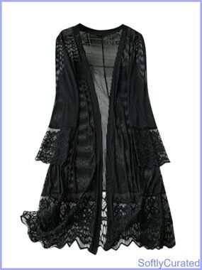 Plus Size Lace Duster Cardigan Kimono Sweater